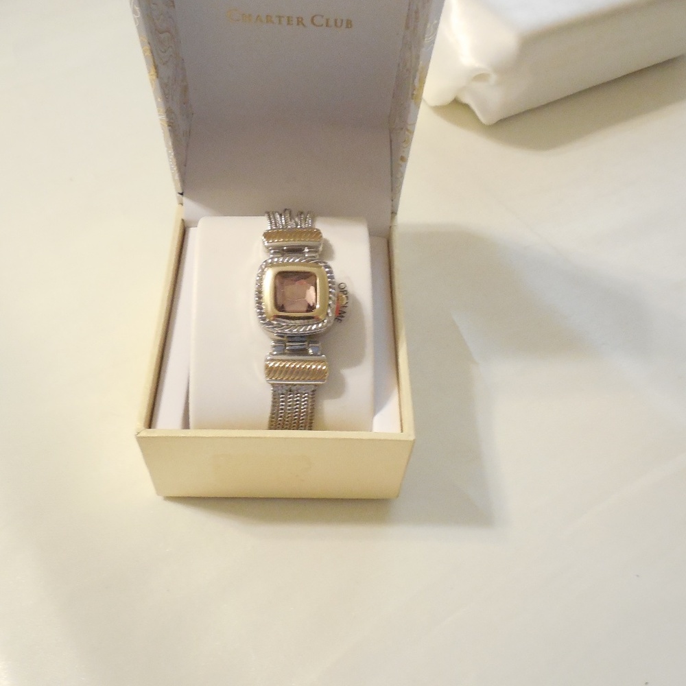 Charter Club Women's Flip Cover Two-Tone Bracelet Watch